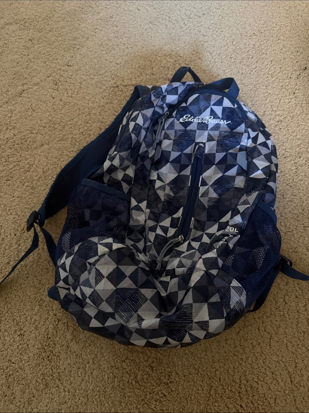 Eddie Bauer Navy and Light Gray Geometric Backpack